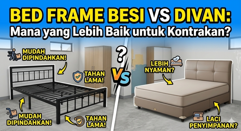 Bed Frame Besi vs Divan: Mana yang Lebih Baik untuk Kontrakan?